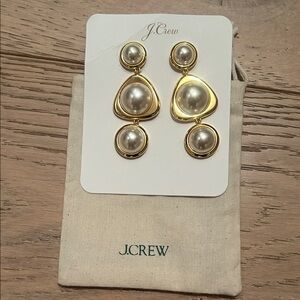 J. Crew Gold Triangular Pearl Earrings